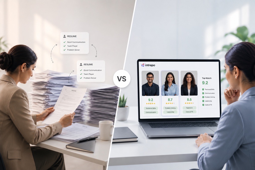 Resume pile vs Intrepo AI video screening